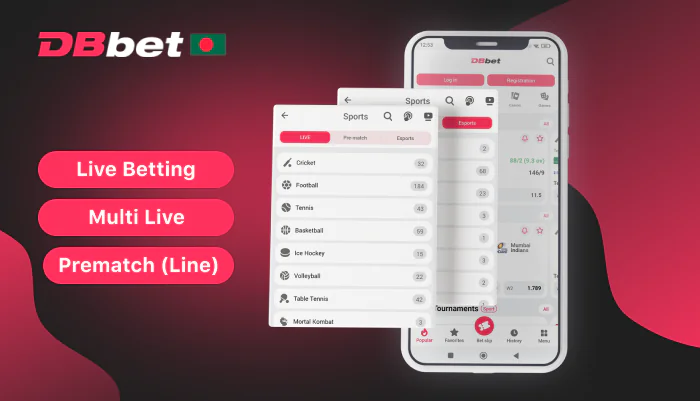 Betting options at DBbet Bangladesh